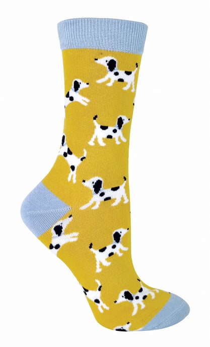 Miss Sparrow - Dames Dog Design BamboeSokken - Dalmatiërs (Geel) - Image 1