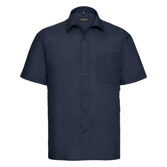 Russell Collectie Heren Korte Mouwen Poly-Katoen Easy Care Poplin Shirt (Franse marine) - Image 1