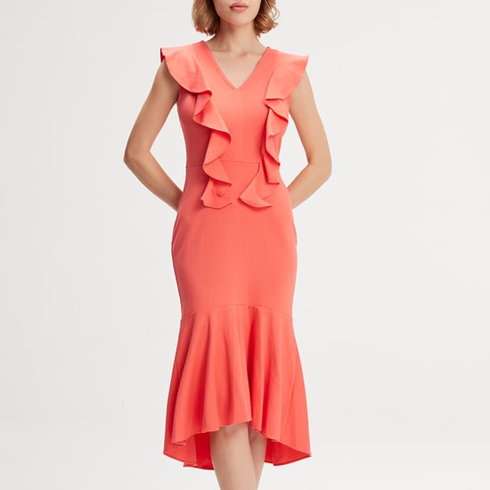 Jersey dress with wide ruffles
