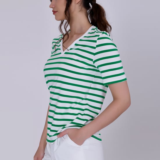 V nekstrepen katoen t-shirt - Image 5