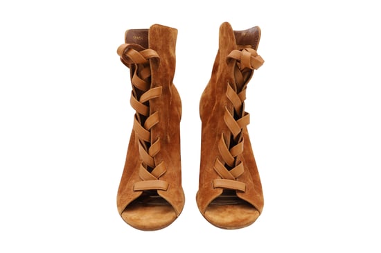 Gianvito Rossi Brooklyn Peep-Toe Ankle Boots in Brown Suede - Image 2