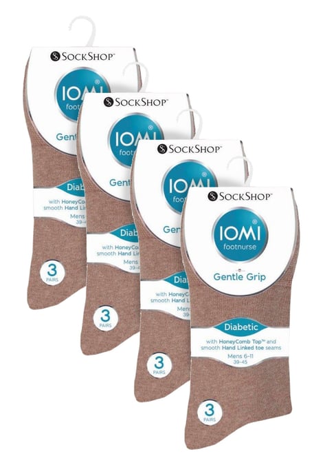 IOMI - 12 paar Gentle Grip Top Diabetische Sokken - Beige - Image 2