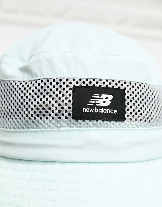 New balance bucket hat with logo in mint blue-Brown
