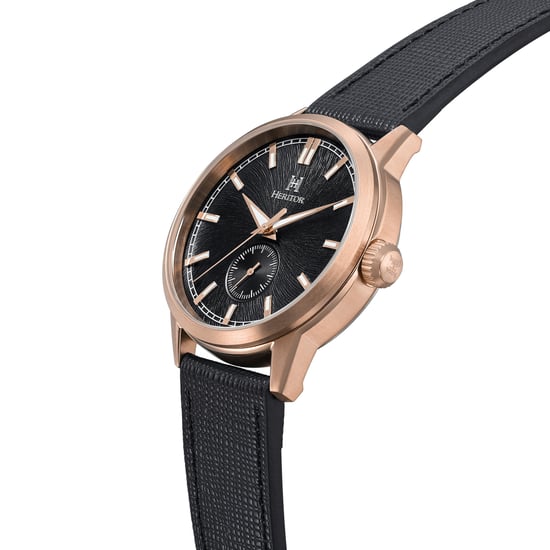 Heritor Automatic Argento Leather-Band Watch