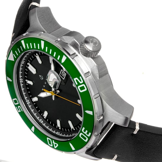 Nautis Dive Pro 200 Leather-Band Watch w/Date