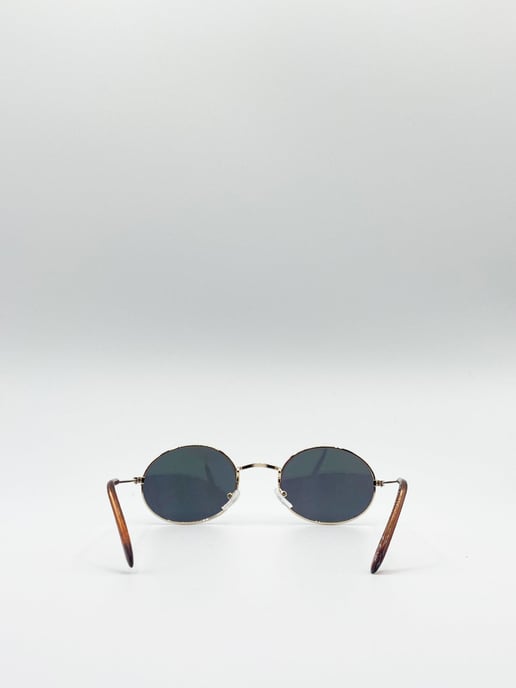 Metal Frame Round Sunglasses with Mirror Lenses