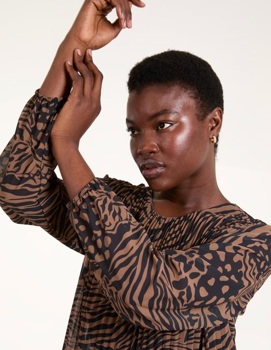 Animal Printed Pleated Tunic