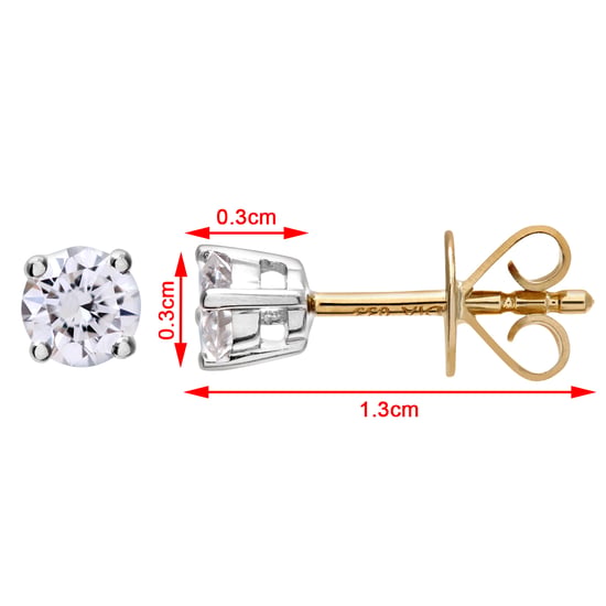 Diamanten oorknopjes, 18kt geelgoud IJ/I ronde briljant gecertificeerde diamanten oorbellen, 0,33 ct diamantgewicht - Image 3