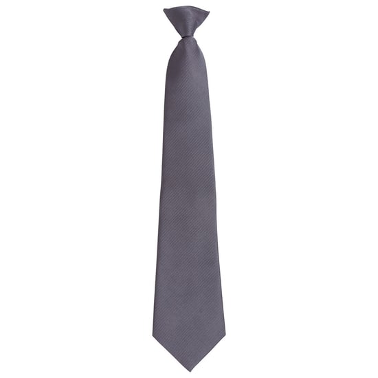 Premier Unisex volwassen kleuren modieuze effen Clip-On stropdas (Grijs) - Image 1