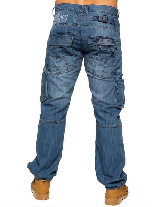 Enzo | Heren Combat Denim Jeans - Blauw - Image 4