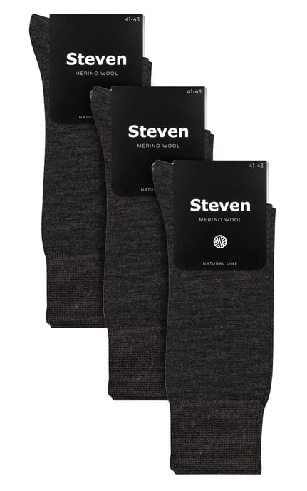 Steven - Heren 3 Paar Originele Merino Wollen Sokken | Lichtgewicht Boot Sokken - Houtskool - Image 2