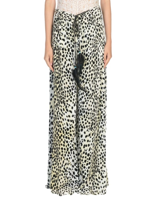 Roberto Cavalli Beige Print Wide Leg Trousers