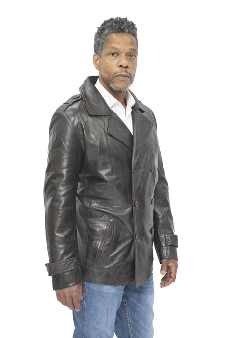 Mens Leather Peacoat-Amara