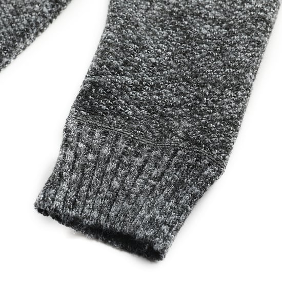 Men's Winter Transition Cardigan with Hood Lined Chunky Knit Hooded Warm Jacket Dark Grey