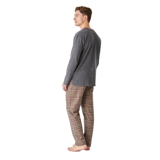 Men's long-sleeved cotton pajamas with a medium collar JJBEP5902