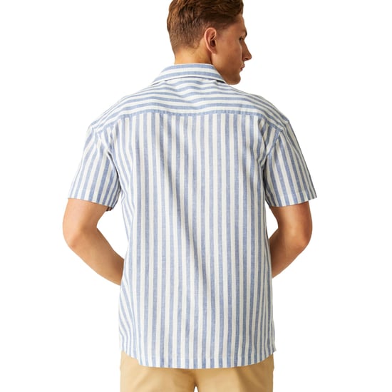 Regatta Mens Shorebay II Stripe Short-Sleeved Shirt (Coronet Blue/White)