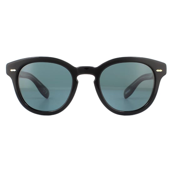 Oliver Peoples Round Unisex Black Blue Polarized Sunglasses