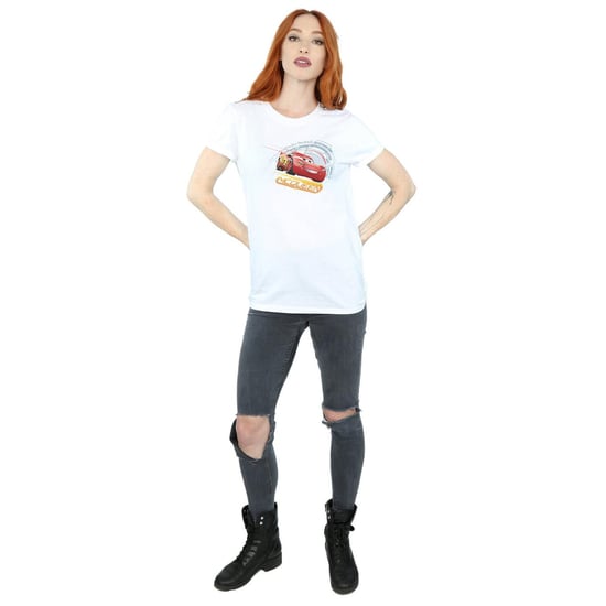 Disney Womens/Ladies Cars Lightning McQueen Cotton Boyfriend T-Shirt (White)