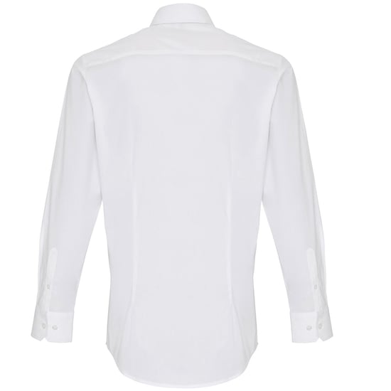 Premier Mens Stretch Fit Poplin Long Sleeve Shirt (White)