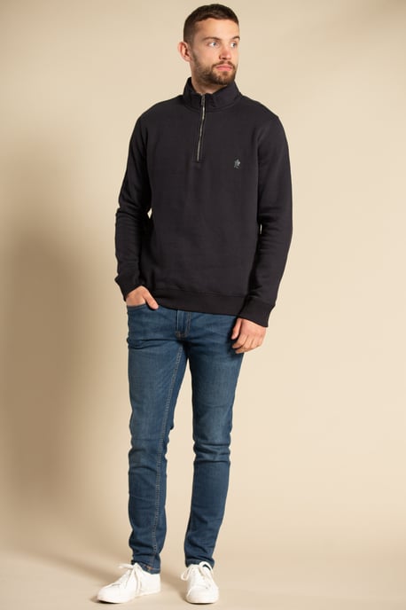 Navy Cotton Blend Half-Zip Jumper