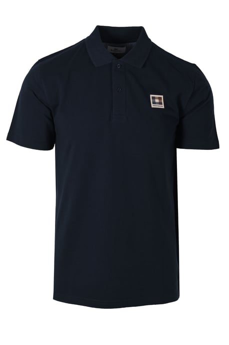 Aquascutum Check Patch Polo Shirt Navy