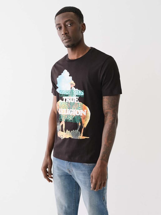 Embroidered Cowboy Tee in Black