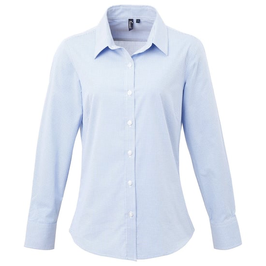 Premier Dames/Dames Gingham Shirt Met Lange Mouwen (Lichtblauw/Wit) - Image 1