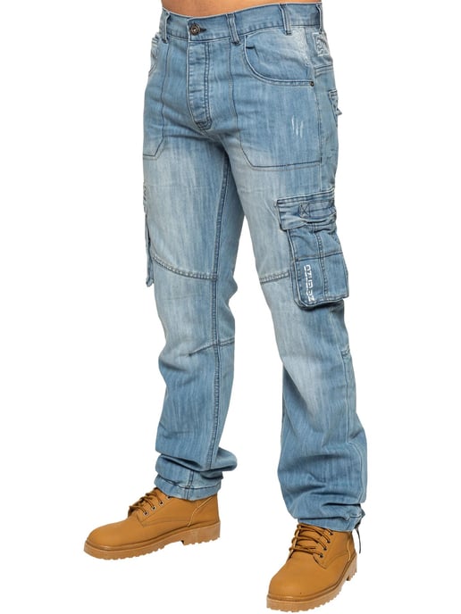 Enzo | heren Combat Denim jeans - Lichtblauw - Image 1