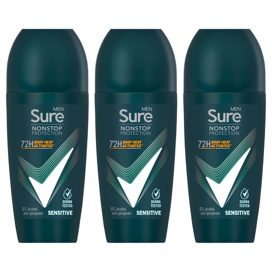Sure Men Sensitive Anti-perspirant 72H Nonstop Protection Roll On Deo, 3x50ml