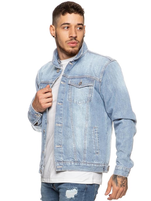 Enzo Heren Enzo Denim Designer Jas - Lichtblauw - Image 2