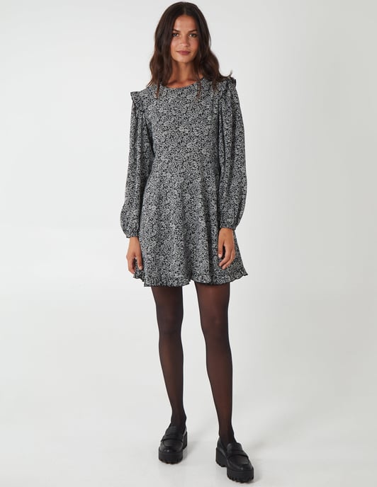 Frill Schouder Mini -jurk met lange mouwen - Image 3