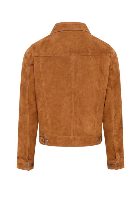Mens Tan Goat Suede Leather Jacket- Nurmes
