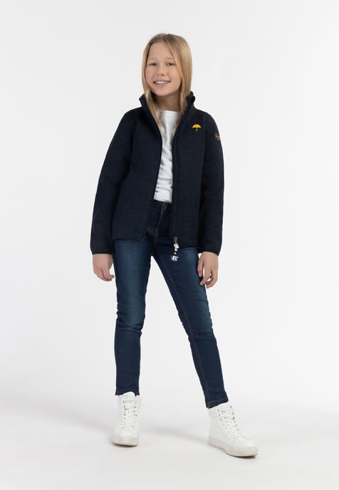 Schmuddelwedda Gebreide fleece jas meisjes (kinderen) marine gem - Image 2