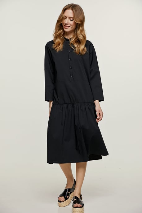 Oversized Black Dress with Buttons