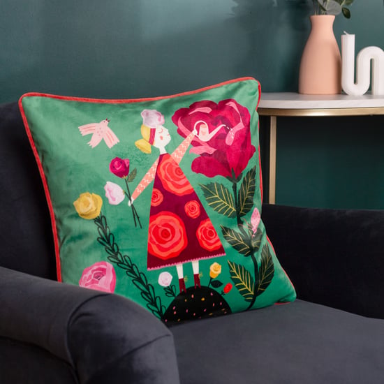 Kate Merritt Flower Girl Piped Velvet Cushion Cover