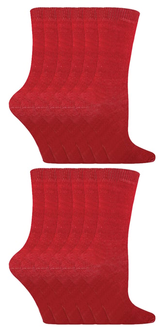 12 paar katoenen effen kleurrijke casual kindersokken - Rood - Image 1