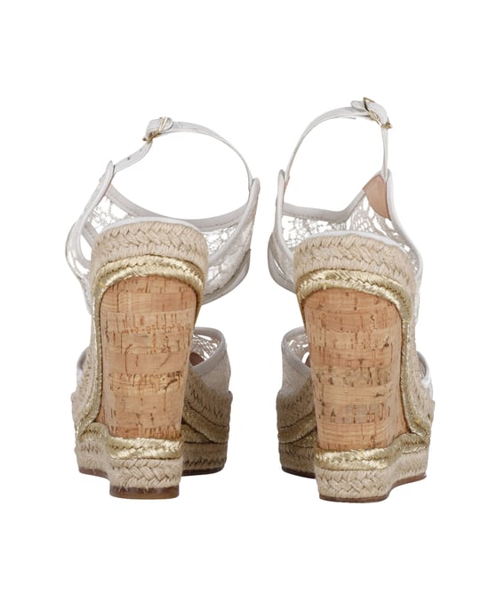 Nicholas Kirkwood High Heel Lace Wedges in Cream Synthetic - Image 3