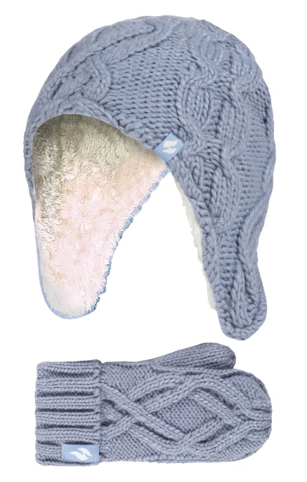 Heat Holders Meisjes Majestueuze Trapper Hat Mitts Set - Stoffig Blauw - Image 1