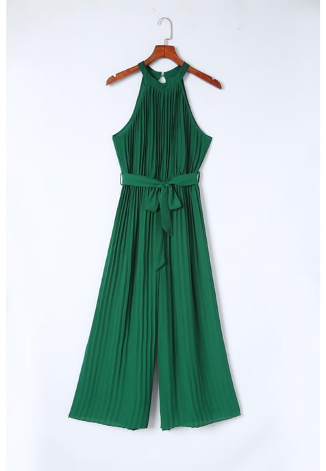 Azura Exchange Women's Pleated Wide Leg Jumpsuit with Belt in Green - Image 5