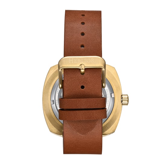 Heritor Automatische Davenport Gegraveerde-Kast Leerband Horloge met Datum - Image 3