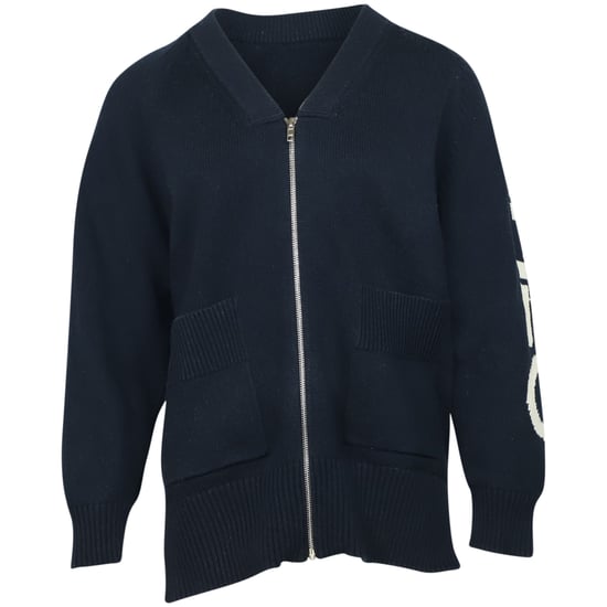 Kenzo Knit Zip Long Cardigan in Navy Blue Cotton - Image 1