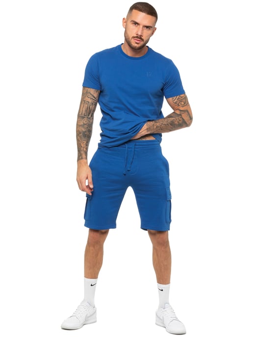 Enzo | Heren T-shirt Trainingspak Met Korte Broek Set - Blauw - Image 1