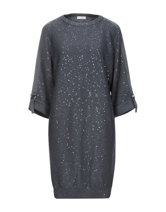 Brunello Cucinelli Dark Blue Cashmere Sequinned Dress