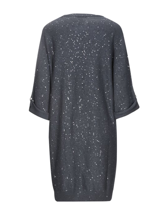 Brunello Cucinelli Dark Blue Cashmere Sequinned Dress