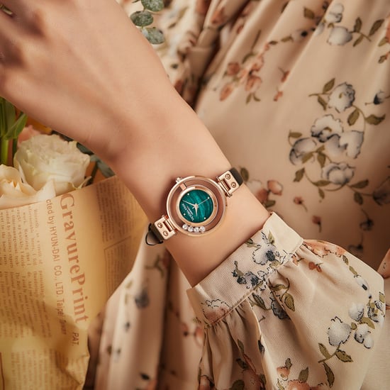 VICTORIA HYDE Dames Horloges Kleine Wijzerplaat Analoge Quartz Vrouw Horloges met Clear Crystal Elegante Gouden Horloge voor Vrouw, groen zwart - Image 5