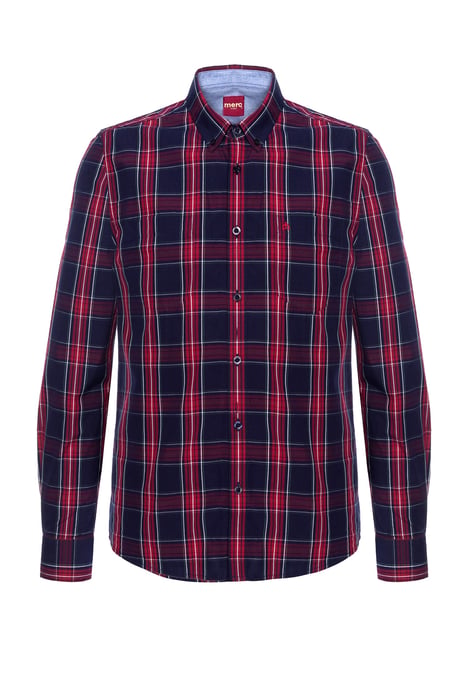 Harcourt Mens Long Sleeve Cotton Shirt With Large Check Pattern In Navy