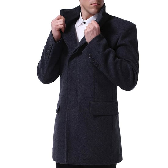 Allthemen Men's Wool Coat Winter Business Slim fit Lapel Coat Gray