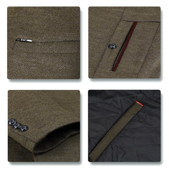 Heren korte slim fit jas met opstaande kraag Business Casual wollen overjas Khaki - Image 4