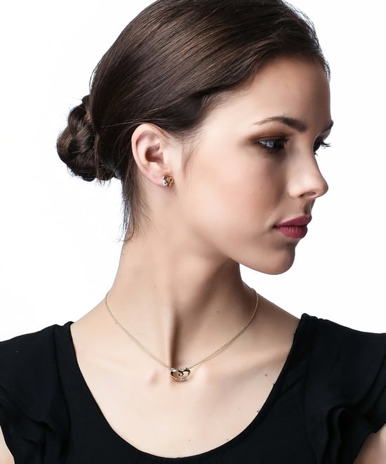 Orphelia 'Joya' Women's 925 Sterling Silver Set: Chain-Pendant + Earrings - Silver/Gold SET-7088/1