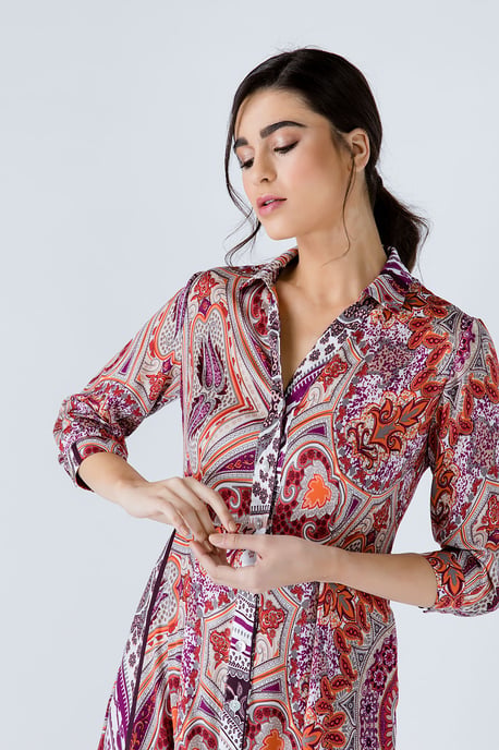 Print Maxi Dress with Buttons